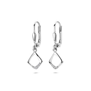 oorhangers zirkonia brisur haak 25 mm zilver gerhodineerd