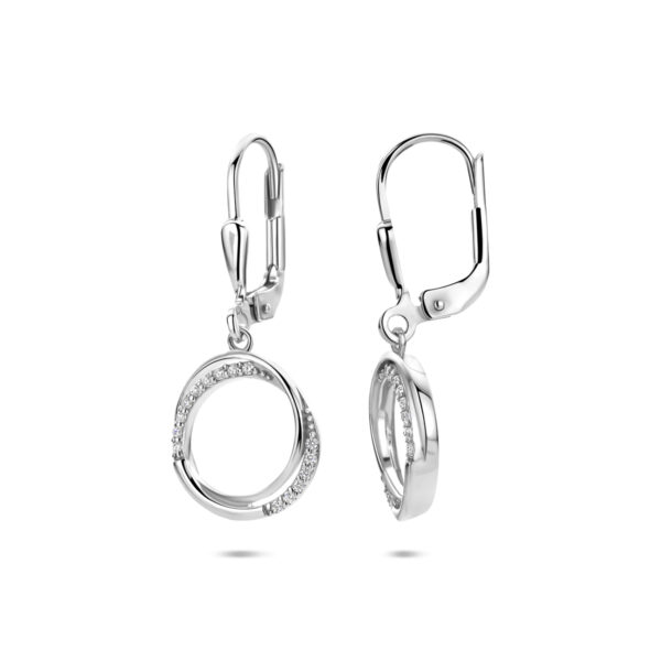 oorhangers zirkonia brisur haak 27 mm zilver gerhodineerd - Afbeelding 3