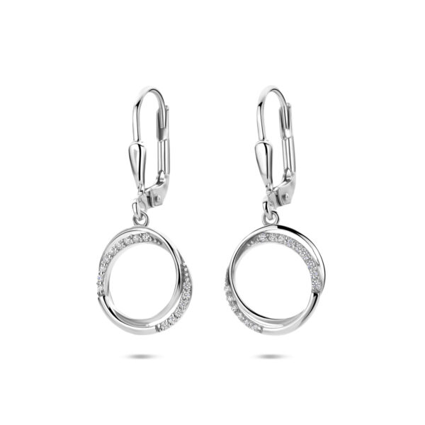 oorhangers zirkonia brisur haak 27 mm zilver gerhodineerd