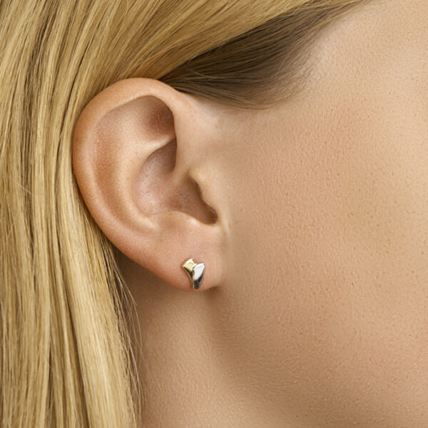 oorknoppen 14K bicolor goud geel/wit - Afbeelding 2