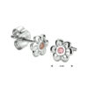 oorknoppen bloem roze zirkonia zilver gerhodineerd - Afbeelding 3