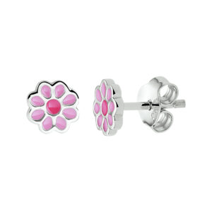 oorknoppen bloem zilver gerhodineerd