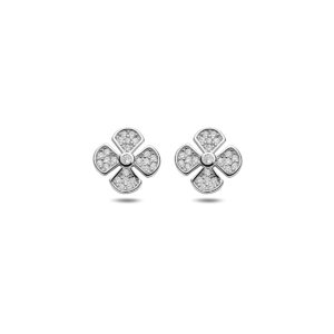 oorknoppen bloem zirkonia 9,5 mm zilver gerhodineerd