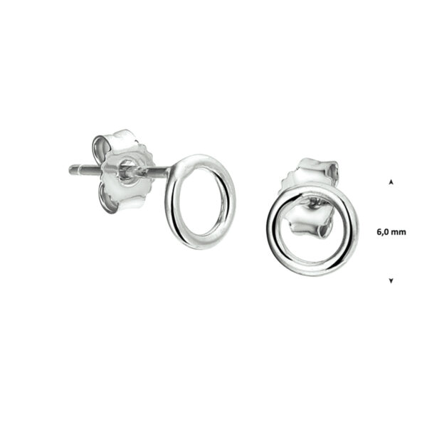 oorknoppen cirkel zilver gerhodineerd - Afbeelding 4