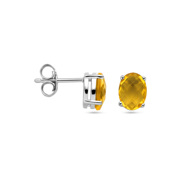 oorknoppen citrien zilver gerhodineerd - Afbeelding 3
