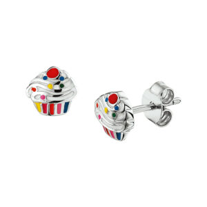 oorknoppen cupcake zilver gerhodineerd