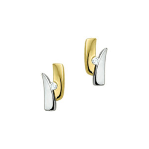 oorknoppen diamant 0.02ct (2x0.01) h si 14K bicolor goud geel/wit