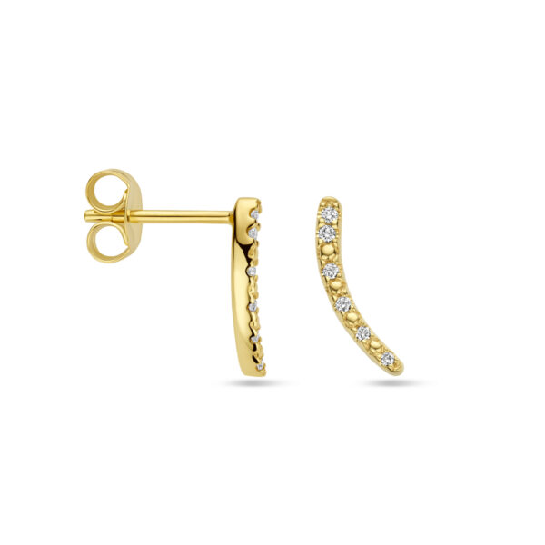 oorknoppen diamant 0.05ct (2x 0.025ct) h si 11 mm 14K geelgoud - Afbeelding 3