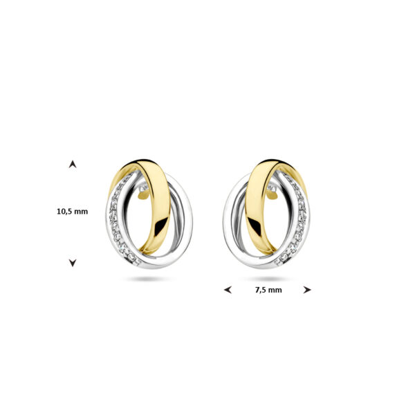 oorknoppen diamant 0.05ct (2x 0.025ct) h si 14K bicolor goud geel/wit - Afbeelding 4