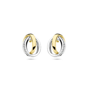 oorknoppen diamant 0.05ct (2x 0.025ct) h si 14K bicolor goud geel/wit