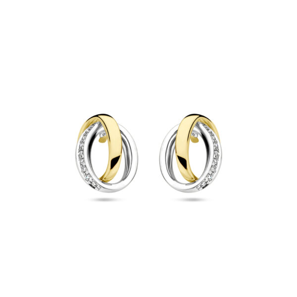 oorknoppen diamant 0.05ct (2x 0.025ct) h si 14K bicolor goud geel/wit