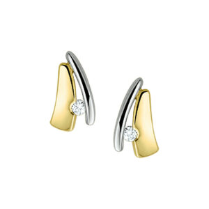oorknoppen diamant 0.05ct (2x0.025) h si 14K bicolor goud geel/wit