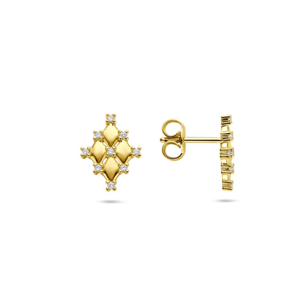 oorknoppen diamant 0.09ct (2x 0.045ct) h si 12 mm 14K geelgoud - Afbeelding 3
