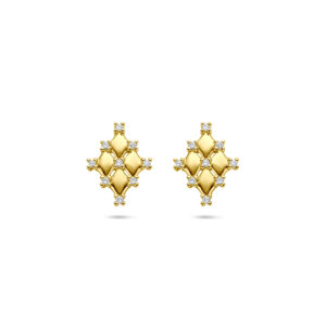 oorknoppen diamant 0.09ct (2x 0.045ct) h si 12 mm 14K geelgoud