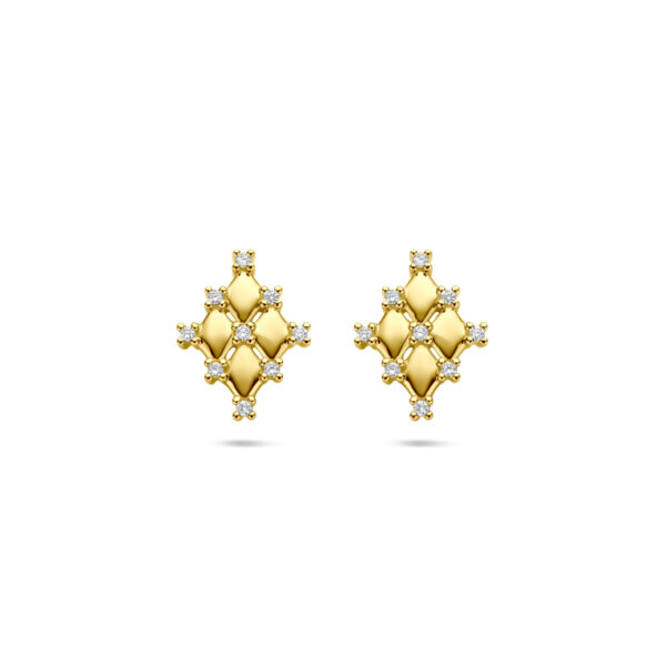 oorknoppen diamant 0.09ct (2x 0.045ct) h si 12 mm 14K geelgoud