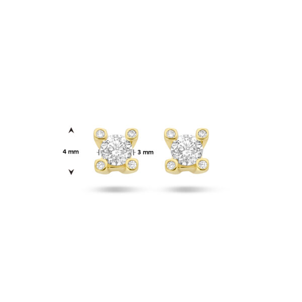 oorknoppen diamant 0.22ct (2x 0.11ct) h si 14K geelgoud - Afbeelding 4