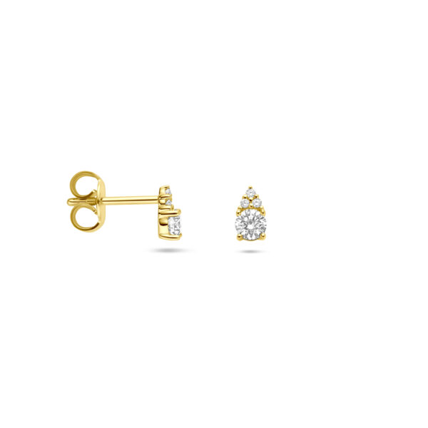 oorknoppen diamant 0.28ct (2x 0.14ct) h si 6 mm 14K geelgoud - Afbeelding 3