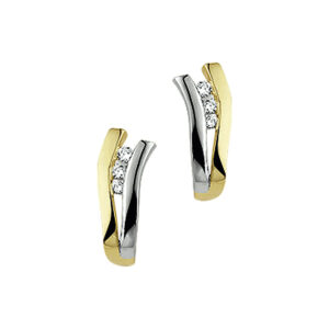 oorknoppen diamant0.082 (2x0.041) h p1 14K bicolor goud geel/wit