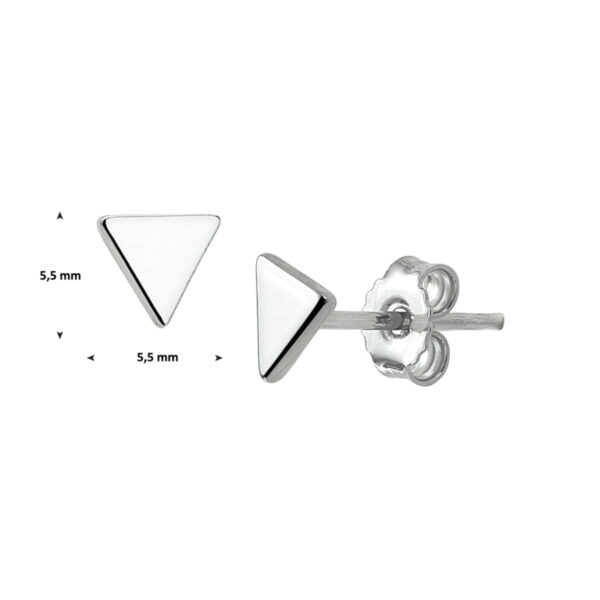 oorknoppen driehoek 5 mm zilver gerhodineerd - Afbeelding 4