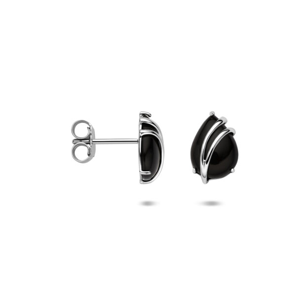 oorknoppen druppel onyx 11 mm zilver gerhodineerd - Afbeelding 3