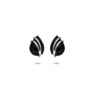 oorknoppen druppel onyx 11 mm zilver gerhodineerd