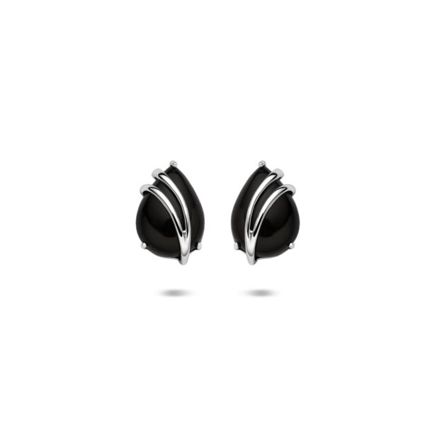 oorknoppen druppel onyx 11 mm zilver gerhodineerd