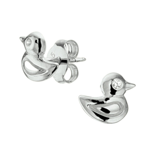 oorknoppen eend zirkonia zilver gerhodineerd