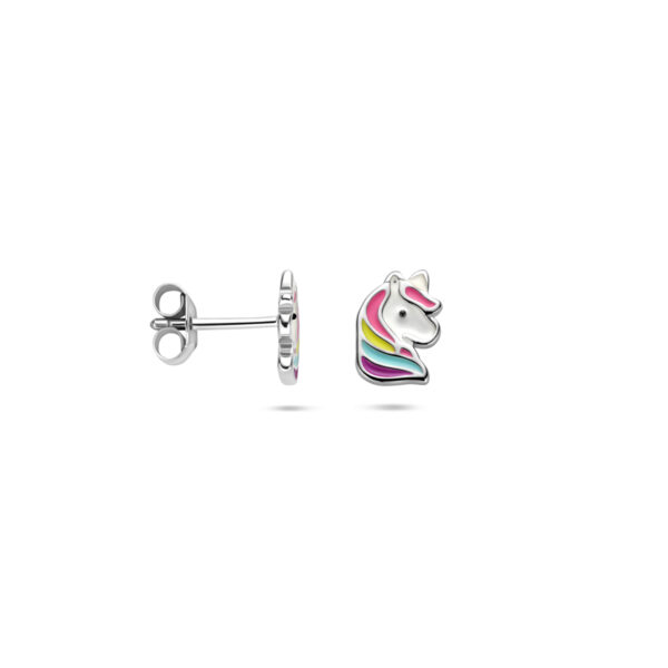 oorknoppen eenhoorn 8 mm zilver gerhodineerd - Afbeelding 3