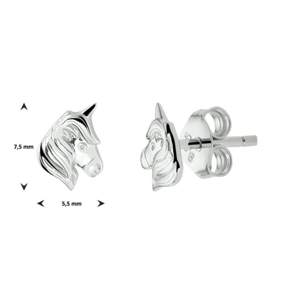 oorknoppen eenhoorn zilver gerhodineerd - Afbeelding 3