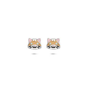 oorknoppen emaille hamster 8 mm zilver gerhodineerd