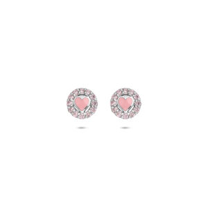 oorknoppen emaille hart zirkonia 7 mm zilver gerhodineerd