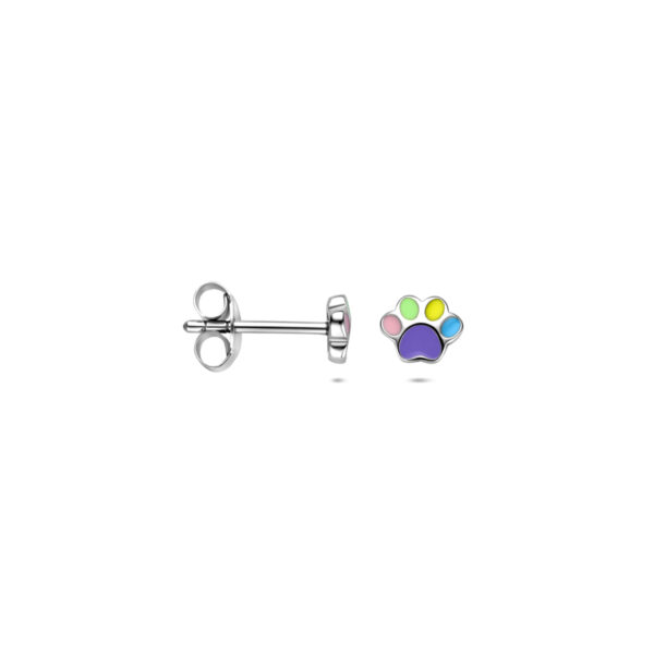 oorknoppen emaille hondenpoot 4,5 mm zilver gerhodineerd - Afbeelding 3