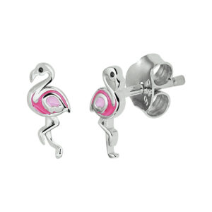 oorknoppen flamingo zilver gerhodineerd