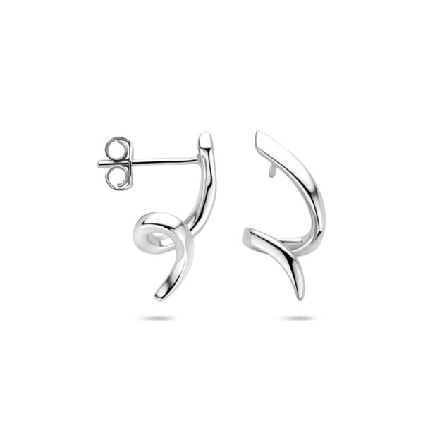 oorknoppen gedraaid 18 mm zilver gerhodineerd - Afbeelding 3