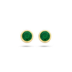 oorknoppen groen agaat 14K geelgoud