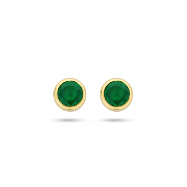 oorknoppen groen agaat 14K geelgoud