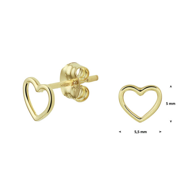 oorknoppen hart 14K geelgoud - Afbeelding 4