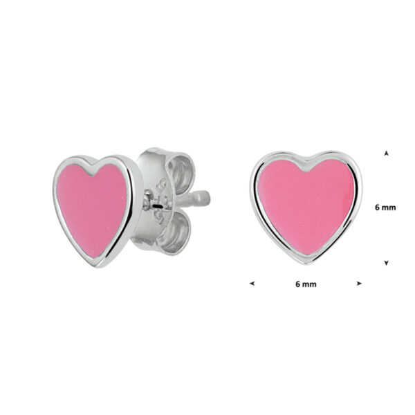 oorknoppen hart zilver gerhodineerd - Afbeelding 2