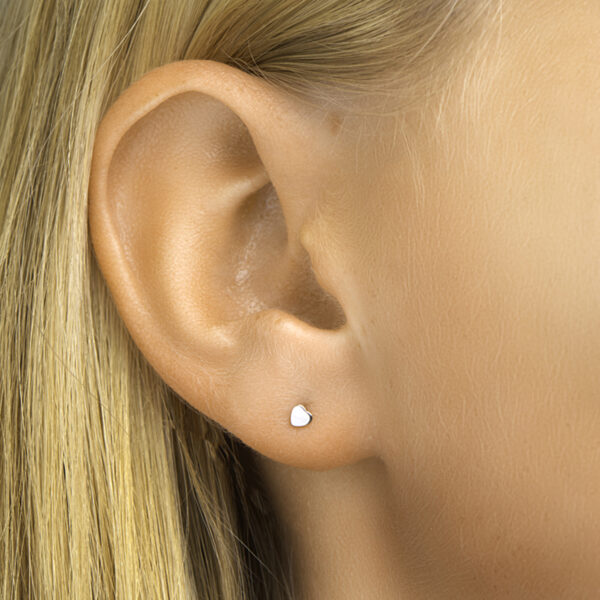 oorknoppen hart zilver gerhodineerd - Afbeelding 2