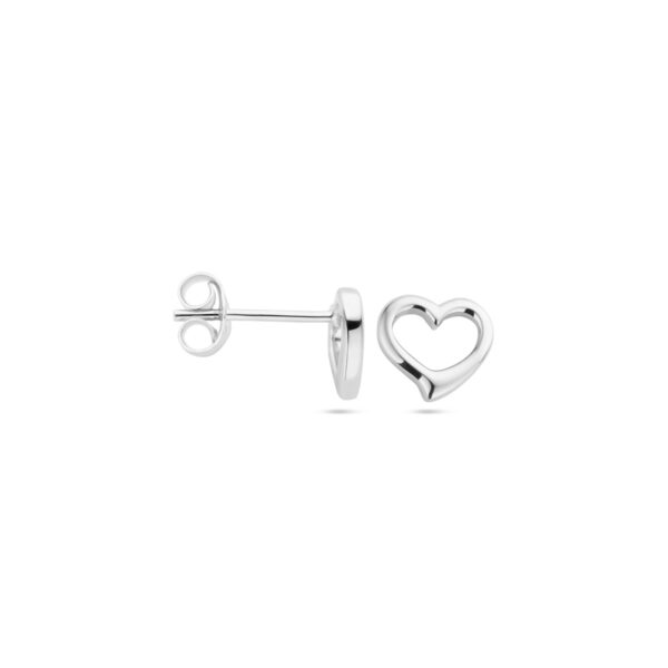 oorknoppen hart zilver gerhodineerd - Afbeelding 3