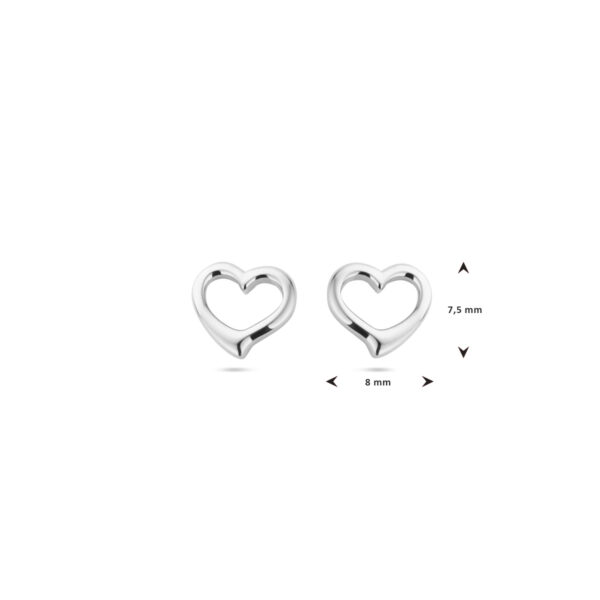 oorknoppen hart zilver gerhodineerd - Afbeelding 4