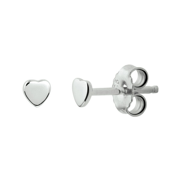 oorknoppen hart zilver gerhodineerd