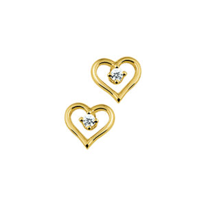 oorknoppen hart zirkonia 14K geelgoud
