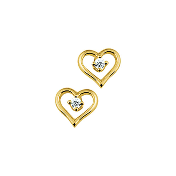 oorknoppen hart zirkonia 14K geelgoud
