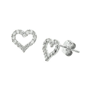 oorknoppen hart zirkonia 14K witgoud