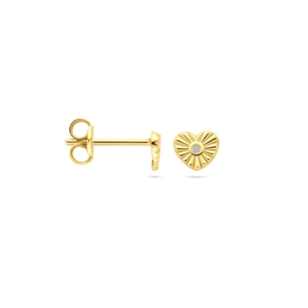 oorknoppen hart zirkonia 4,5 mm 14K geelgoud - Afbeelding 3
