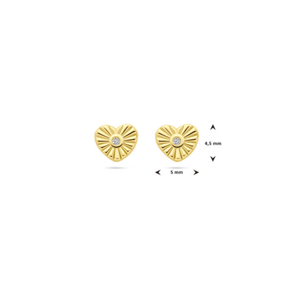 oorknoppen hart zirkonia 4,5 mm 14K geelgoud - Afbeelding 4