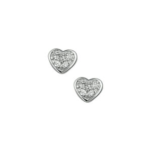 oorknoppen hart zirkonia zilver gerhodineerd
