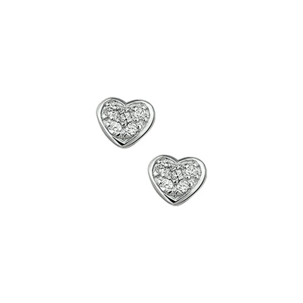 oorknoppen hart zirkonia zilver gerhodineerd
