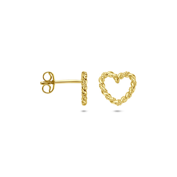 oorknoppen hartje gedraaid 8,5 mm 14K geelgoud - Afbeelding 3